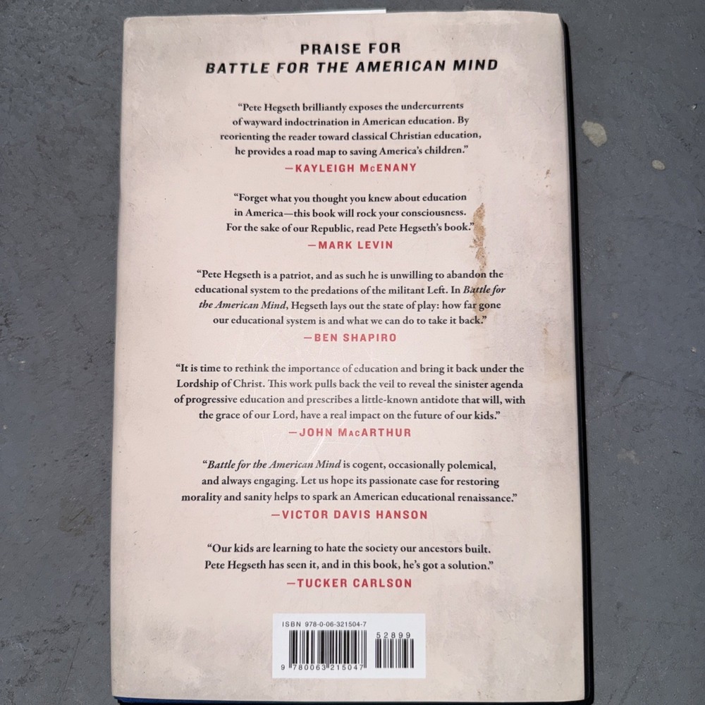 Battle For The American Mind By Pete Hegseth 2022 First Edition, First Printing